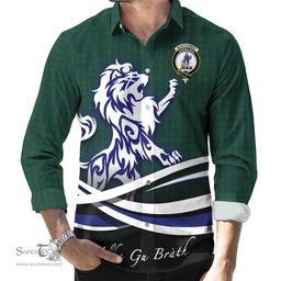 ScotsTee Shop Scottish Montgomery Clan Crest Tartan Alba Gu Brath Regal Lion Emblem Long Sleeve Shirt