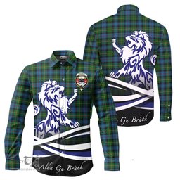ScotsTee Shop Scottish MacLeod of Skye Clan Crest Tartan Alba Gu Brath Regal Lion Emblem Long Sleeve Shirt