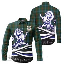 ScotsTee Shop Scottish Ross Hunting Clan Crest Tartan Alba Gu Brath Regal Lion Emblem Long Sleeve Shirt