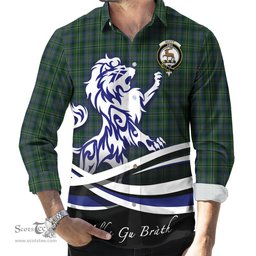 ScotsTee Shop Scottish Scott Hunting Clan Crest Tartan Alba Gu Brath Regal Lion Emblem Long Sleeve Shirt