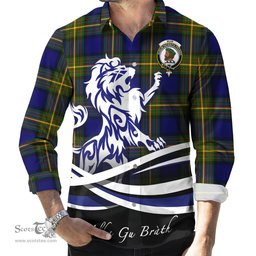 ScotsTee Shop Scottish Muir Clan Crest Tartan Alba Gu Brath Regal Lion Emblem Long Sleeve Shirt