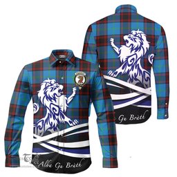 ScotsTee Shop Scottish Wedderburn Clan Crest Tartan Alba Gu Brath Regal Lion Emblem Long Sleeve Shirt