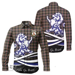 ScotsTee Shop Scottish Sutherland Weathered Clan Crest Tartan Alba Gu Brath Regal Lion Emblem Long Sleeve Shirt
