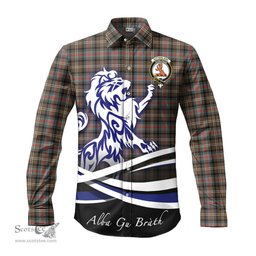 ScotsTee Shop Scottish Sutherland Weathered Clan Crest Tartan Alba Gu Brath Regal Lion Emblem Long Sleeve Shirt