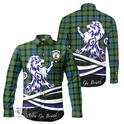ScotsTee Shop Scottish Rollo Ancient Clan Crest Tartan Alba Gu Brath Regal Lion Emblem Long Sleeve Shirt