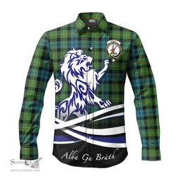 ScotsTee Shop Scottish Rollo Ancient Clan Crest Tartan Alba Gu Brath Regal Lion Emblem Long Sleeve Shirt