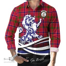ScotsTee Shop Scottish MacRae Modern Clan Crest Tartan Alba Gu Brath Regal Lion Emblem Long Sleeve Shirt