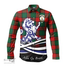 ScotsTee Shop Scottish Stewart Atholl Modern Clan Crest Tartan Alba Gu Brath Regal Lion Emblem Long Sleeve Shirt