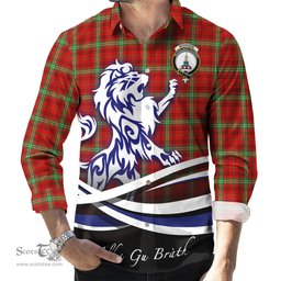ScotsTee Shop Scottish Morrison Red Modern Clan Crest Tartan Alba Gu Brath Regal Lion Emblem Long Sleeve Shirt