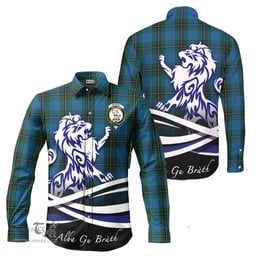ScotsTee Shop Scottish Murray of Elibank Clan Crest Tartan Alba Gu Brath Regal Lion Emblem Long Sleeve Shirt