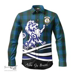 ScotsTee Shop Scottish Murray of Elibank Clan Crest Tartan Alba Gu Brath Regal Lion Emblem Long Sleeve Shirt