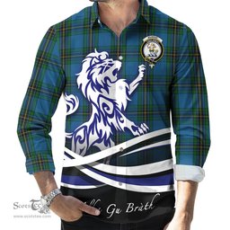 ScotsTee Shop Scottish Murray of Elibank Clan Crest Tartan Alba Gu Brath Regal Lion Emblem Long Sleeve Shirt