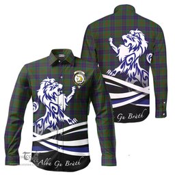 ScotsTee Shop Scottish Stewart of Appin Hunting Clan Crest Tartan Alba Gu Brath Regal Lion Emblem Long Sleeve Shirt