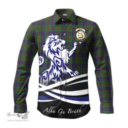 ScotsTee Shop Scottish Stewart of Appin Hunting Clan Crest Tartan Alba Gu Brath Regal Lion Emblem Long Sleeve Shirt
