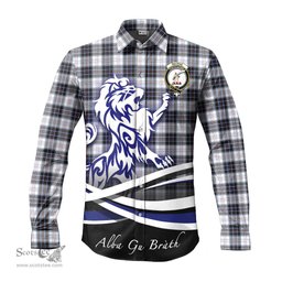 ScotsTee Shop Scottish MacRae Dress Modern Clan Crest Tartan Alba Gu Brath Regal Lion Emblem Long Sleeve Shirt