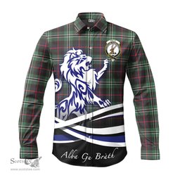 ScotsTee Shop Scottish Rollo Hunting Clan Crest Tartan Alba Gu Brath Regal Lion Emblem Long Sleeve Shirt