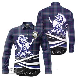 ScotsTee Shop Scottish Nevoy Clan Crest Tartan Alba Gu Brath Regal Lion Emblem Long Sleeve Shirt