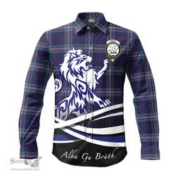ScotsTee Shop Scottish Nevoy Clan Crest Tartan Alba Gu Brath Regal Lion Emblem Long Sleeve Shirt