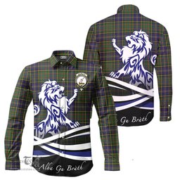 ScotsTee Shop Scottish MacMillan Hunting Modern Clan Crest Tartan Alba Gu Brath Regal Lion Emblem Long Sleeve Shirt