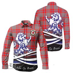 ScotsTee Shop Scottish Moubray Clan Crest Tartan Alba Gu Brath Regal Lion Emblem Long Sleeve Shirt