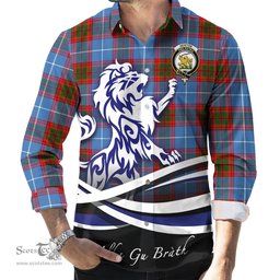 ScotsTee Shop Scottish Newton Clan Crest Tartan Alba Gu Brath Regal Lion Emblem Long Sleeve Shirt
