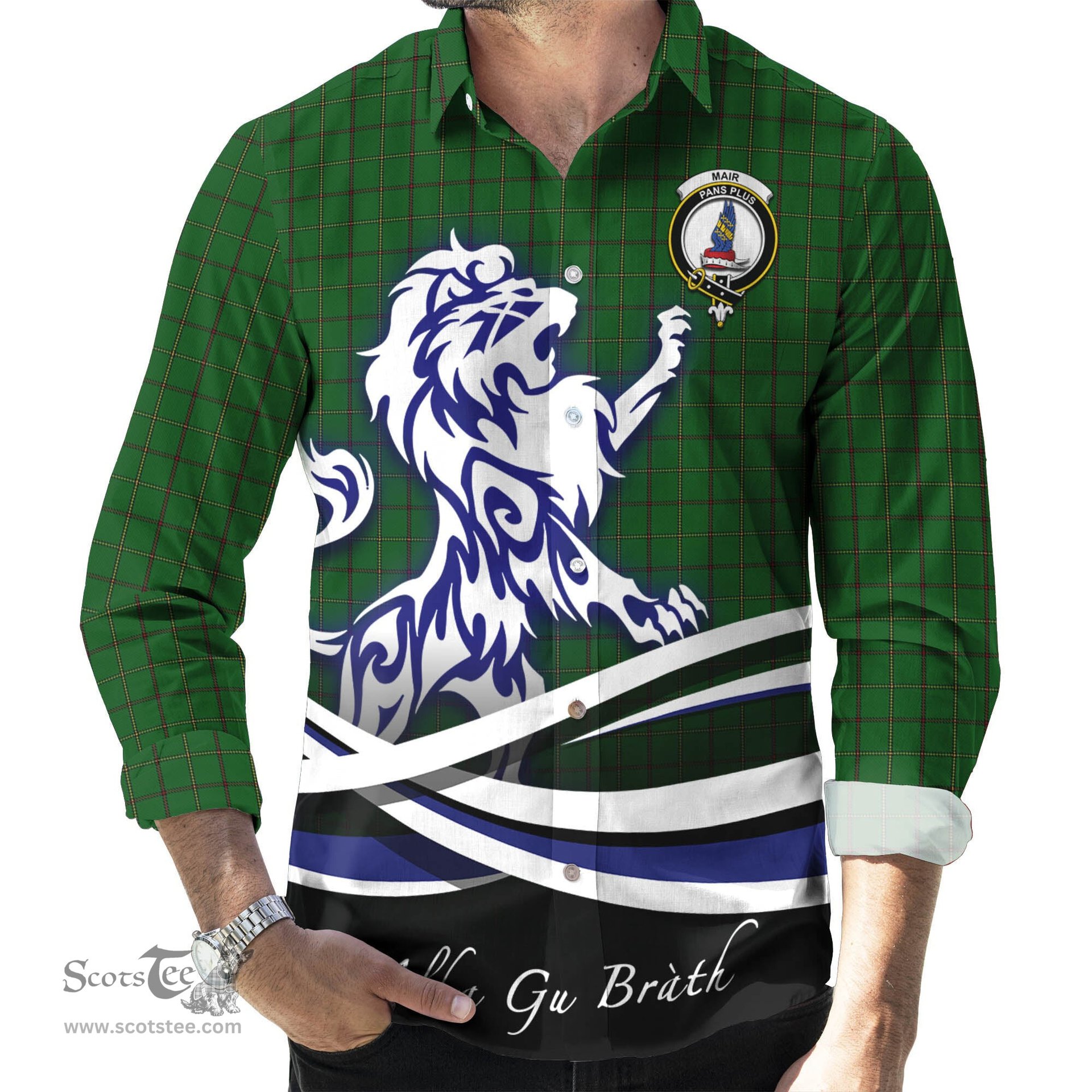 ScotsTee Shop Scottish Mar Tribe Clan Crest Tartan Alba Gu Brath Regal Lion Emblem Long Sleeve Shirt