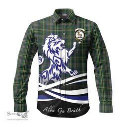 ScotsTee Shop Scottish Scott Green Clan Crest Tartan Alba Gu Brath Regal Lion Emblem Long Sleeve Shirt