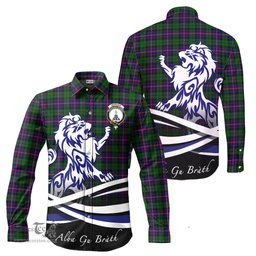 ScotsTee Shop Scottish Morrison Modern Clan Crest Tartan Alba Gu Brath Regal Lion Emblem Long Sleeve Shirt