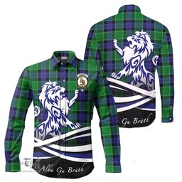 ScotsTee Shop Scottish Monteith Clan Crest Tartan Alba Gu Brath Regal Lion Emblem Long Sleeve Shirt