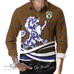 ScotsTee Shop Scottish Seton Hunting Modern Clan Crest Tartan Alba Gu Brath Regal Lion Emblem Long Sleeve Shirt