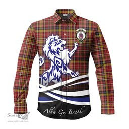 ScotsTee Shop Scottish Ogilvie (Ogilvy) of Strathallan Clan Crest Tartan Alba Gu Brath Regal Lion Emblem Long Sleeve Shirt