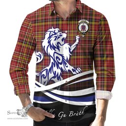 ScotsTee Shop Scottish Ogilvie (Ogilvy) of Strathallan Clan Crest Tartan Alba Gu Brath Regal Lion Emblem Long Sleeve Shirt