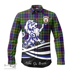 ScotsTee Shop Scottish Whitefoord Modern Clan Crest Tartan Alba Gu Brath Regal Lion Emblem Long Sleeve Shirt