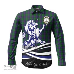 ScotsTee Shop Scottish Shaw Clan Crest Tartan Alba Gu Brath Regal Lion Emblem Long Sleeve Shirt