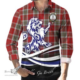 ScotsTee Shop Scottish MacLean of Duart Dress Red Clan Crest Tartan Alba Gu Brath Regal Lion Emblem Long Sleeve Shirt