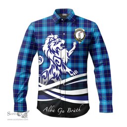 ScotsTee Shop Scottish McKerrell Clan Crest Tartan Alba Gu Brath Regal Lion Emblem Long Sleeve Shirt
