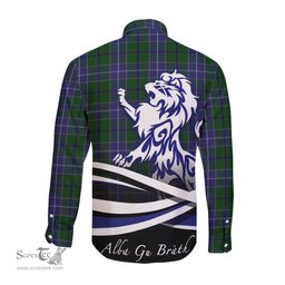 ScotsTee Shop Scottish Wishart Hunting Clan Crest Tartan Alba Gu Brath Regal Lion Emblem Long Sleeve Shirt