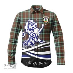 ScotsTee Shop Scottish Thomson Hunting Modern Clan Crest Tartan Alba Gu Brath Regal Lion Emblem Long Sleeve Shirt