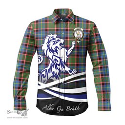 ScotsTee Shop Scottish Glass Clan Crest Tartan Alba Gu Brath Regal Lion Emblem Long Sleeve Shirt