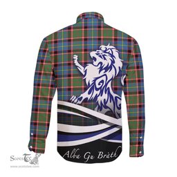 ScotsTee Shop Scottish Glass Clan Crest Tartan Alba Gu Brath Regal Lion Emblem Long Sleeve Shirt