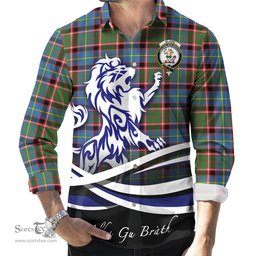 ScotsTee Shop Scottish Glass Clan Crest Tartan Alba Gu Brath Regal Lion Emblem Long Sleeve Shirt