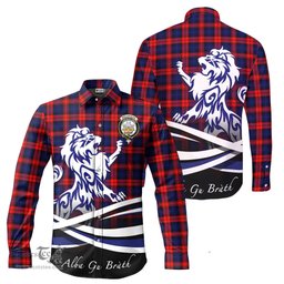 ScotsTee Shop Scottish MacLachlan Modern Clan Crest Tartan Alba Gu Brath Regal Lion Emblem Long Sleeve Shirt