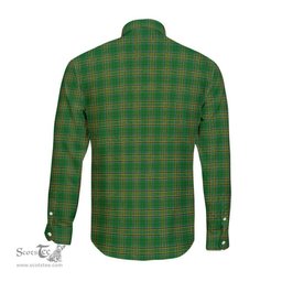 ScotsTee Shop Irish Denn Coat of Arms Crest Ireland Long Sleeve Button Shirt Irish National Tartan Irish Shirt