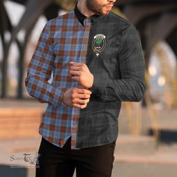 ScotsTee Shop Scottish Anderson Modern Clan Crest Half Tartan Long Sleeve Shirt
