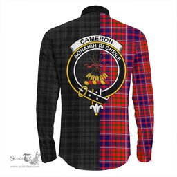 ScotsTee Shop Scottish Cameron of Lochiel Modern Clan Crest Half Tartan Long Sleeve Shirt