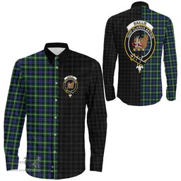 ScotsTee Shop Scottish Baillie Modern Clan Crest Half Tartan Long Sleeve Shirt
