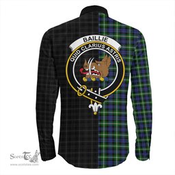 ScotsTee Shop Scottish Baillie Modern Clan Crest Half Tartan Long Sleeve Shirt