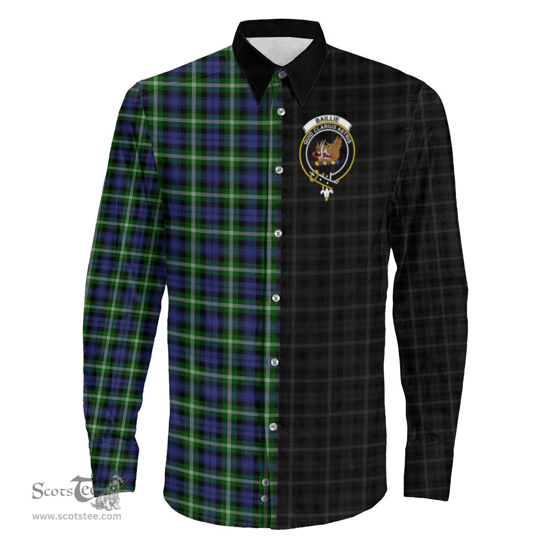 ScotsTee Shop Scottish Baillie Modern Clan Crest Half Tartan Long Sleeve Shirt
