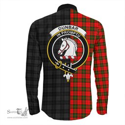 ScotsTee Shop Scottish Dunbar Modern Clan Crest Half Tartan Long Sleeve Shirt