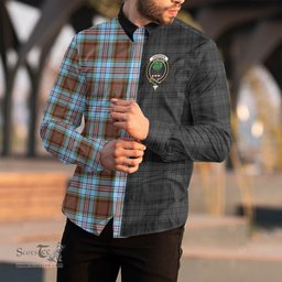 ScotsTee Shop Scottish Anderson Ancient Clan Crest Half Tartan Long Sleeve Shirt